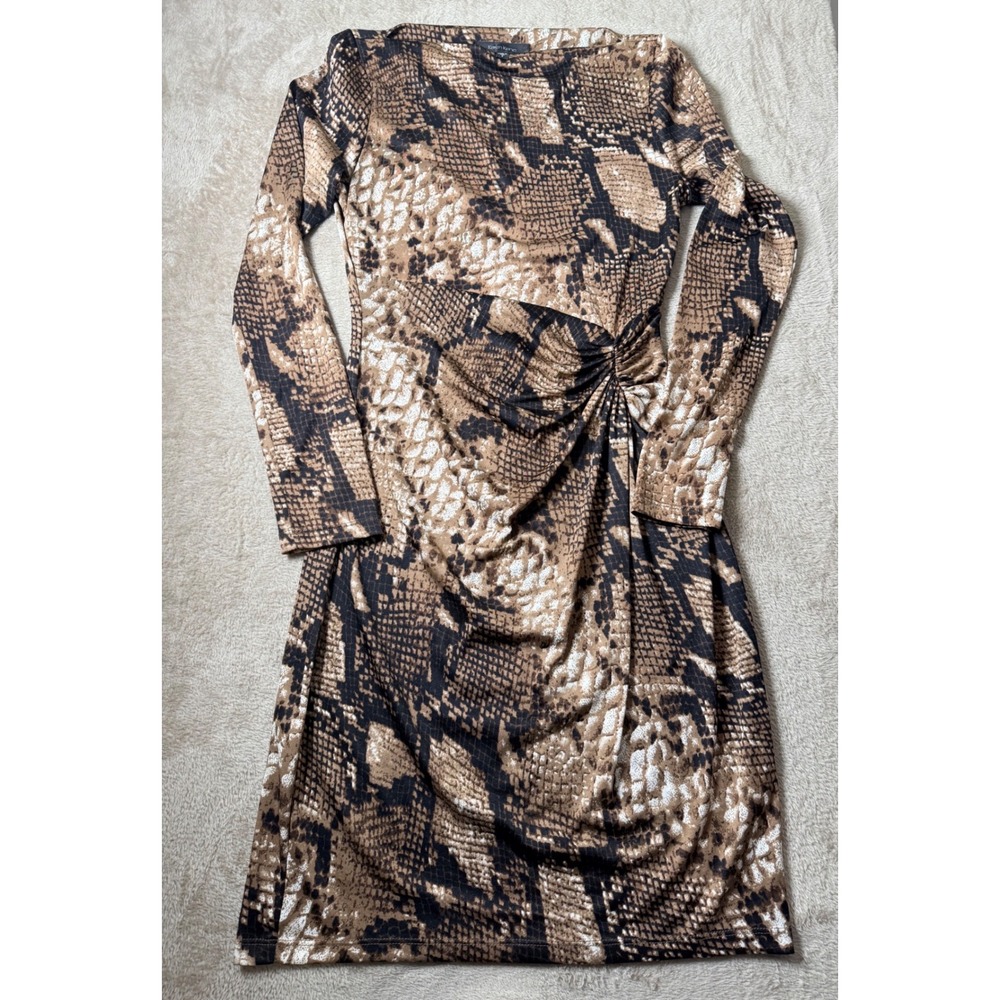Karen Kane Womens Snakeskin Print Ruched Sheath Dress Tuscan Mom Indie Sleeze